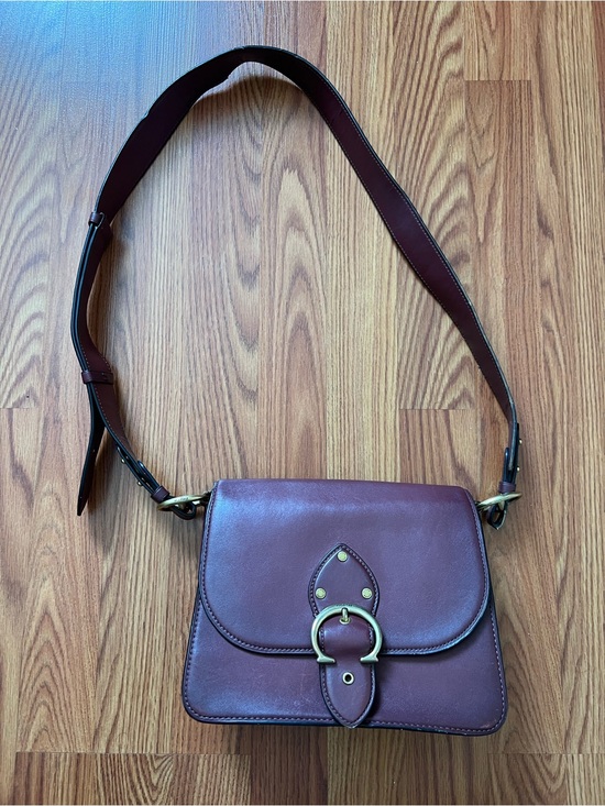 Coach Handbags - Coach Burgundy Leather Crossbody with Brass Ring Detail